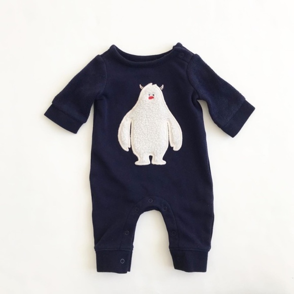 Babygap navy monster sweatshirt jumper EUC newborn
